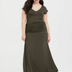 Torrid Olive Green Short Sleeve Maxi Dress Size 1